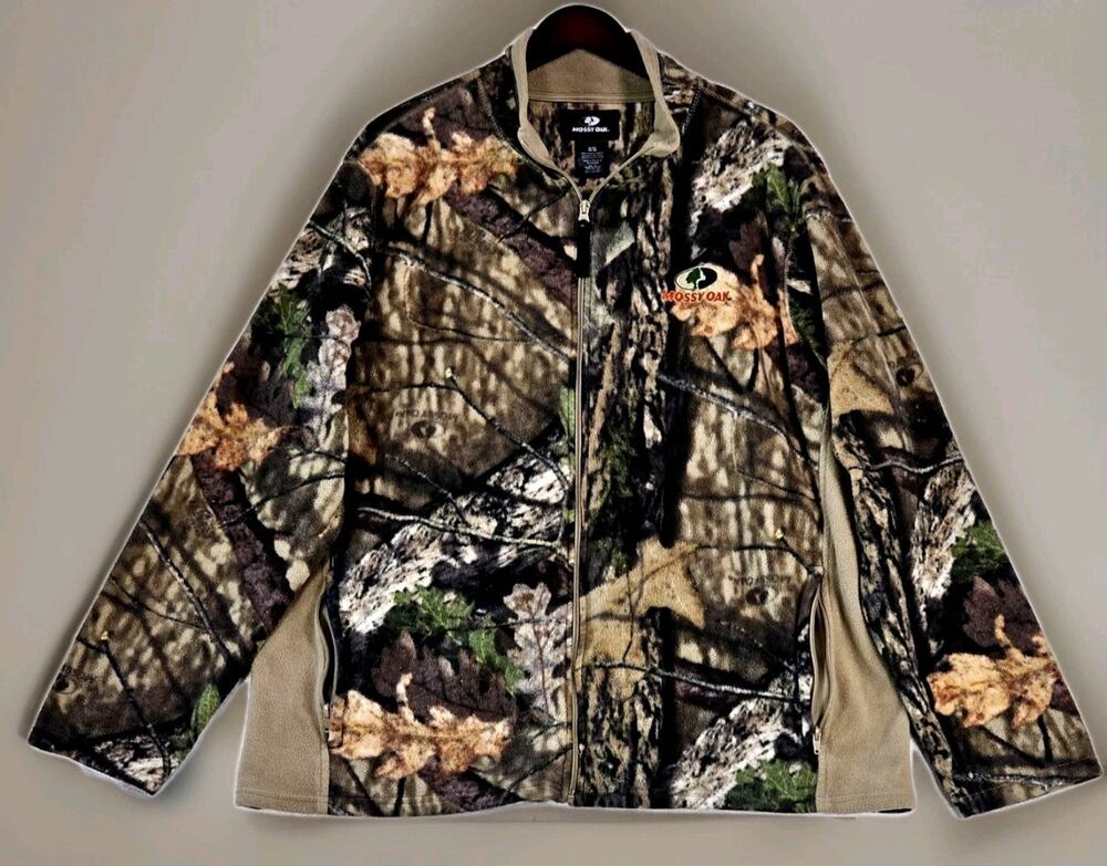 Mossy Oak Men's XL Soft Shell Fleece Camo Full Zip Jacket Woodland Pattern Coat